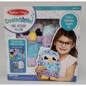 Melissa & Doug Created by Me Owl Accent Pillow Craft Kit Ages 6 Lace Stuff Zip